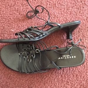 Black kitten heel sandals